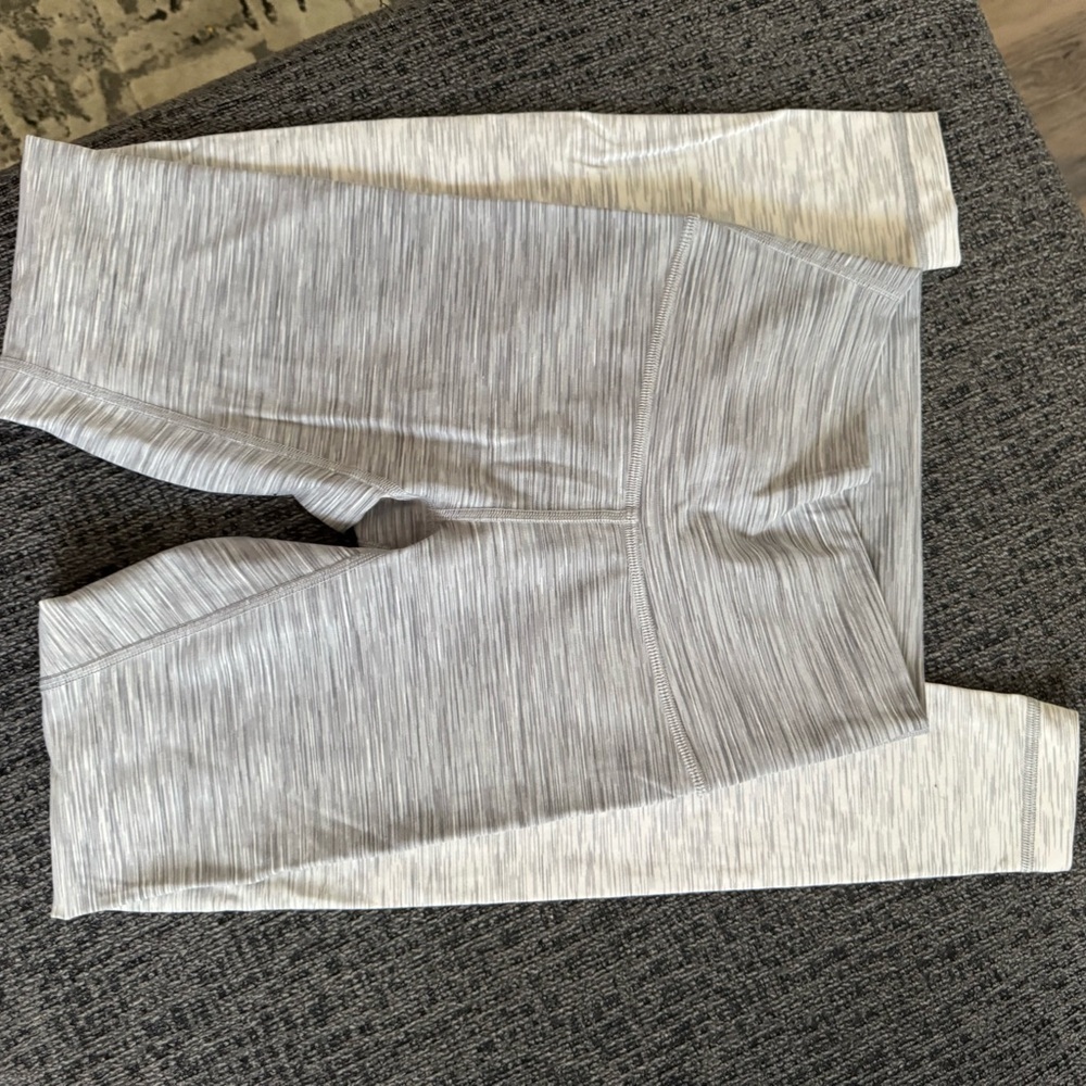 Lululemon Athletica Light Gray Striped Leggings
